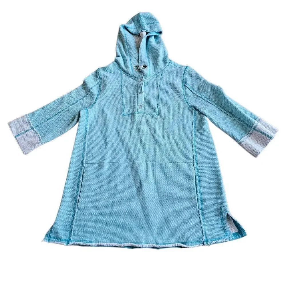 Soft surroundings womens Sz M heather Aqua Bali Beach terry pullover